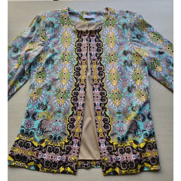 Jacket/Top-Joan Rivers-Blue Yellow Green-3/4 Length Sleeves-Size X-SMALL - Picture 5 of 16